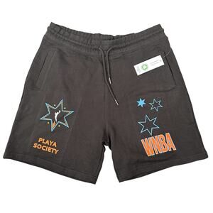 Playa Society x WNBA Graphic Athletic Sweat Shorts Black Women's Size XL
